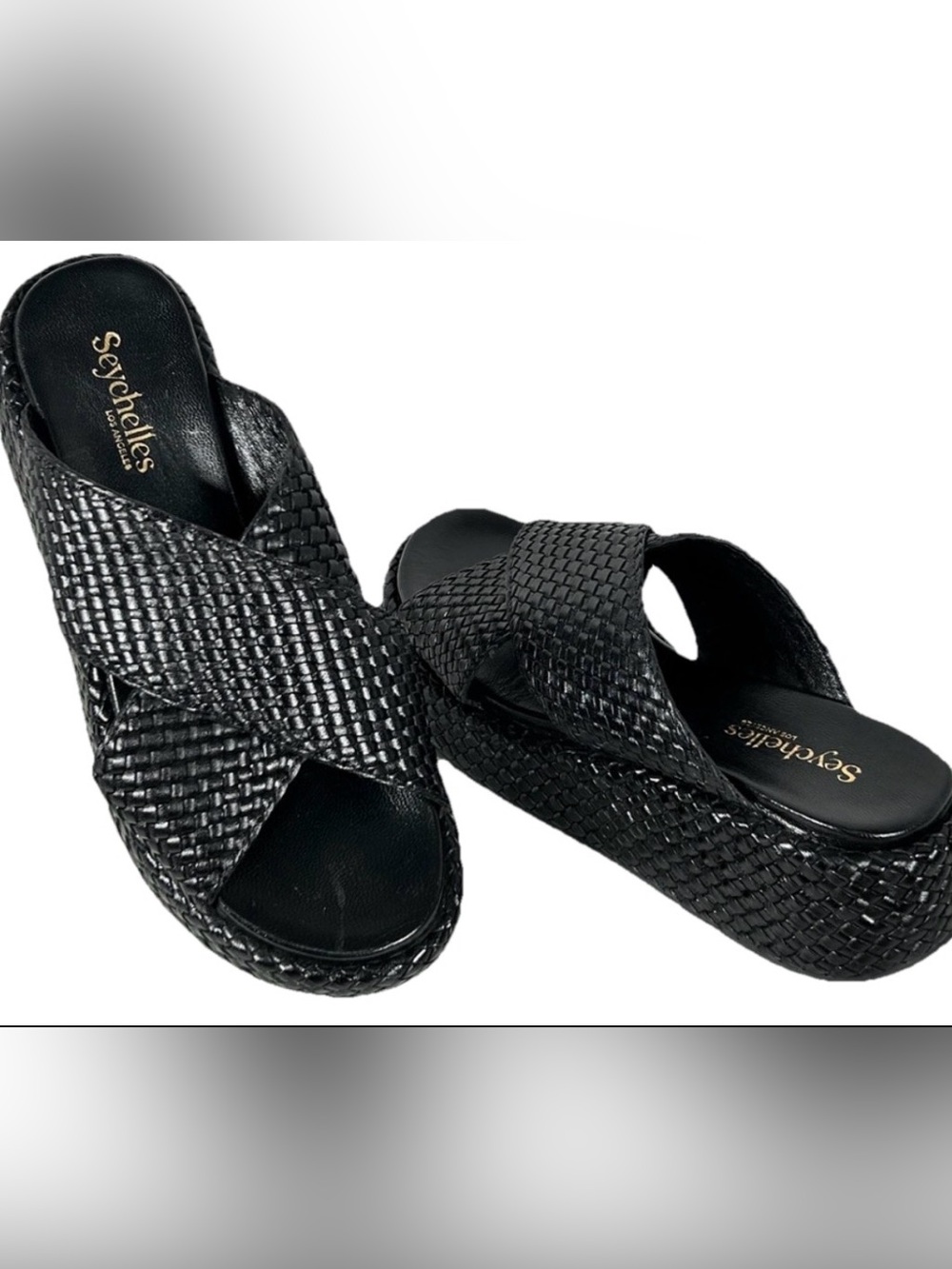 Seychelles Black Woven Platform Slide Sandals - Picture 11 of 11